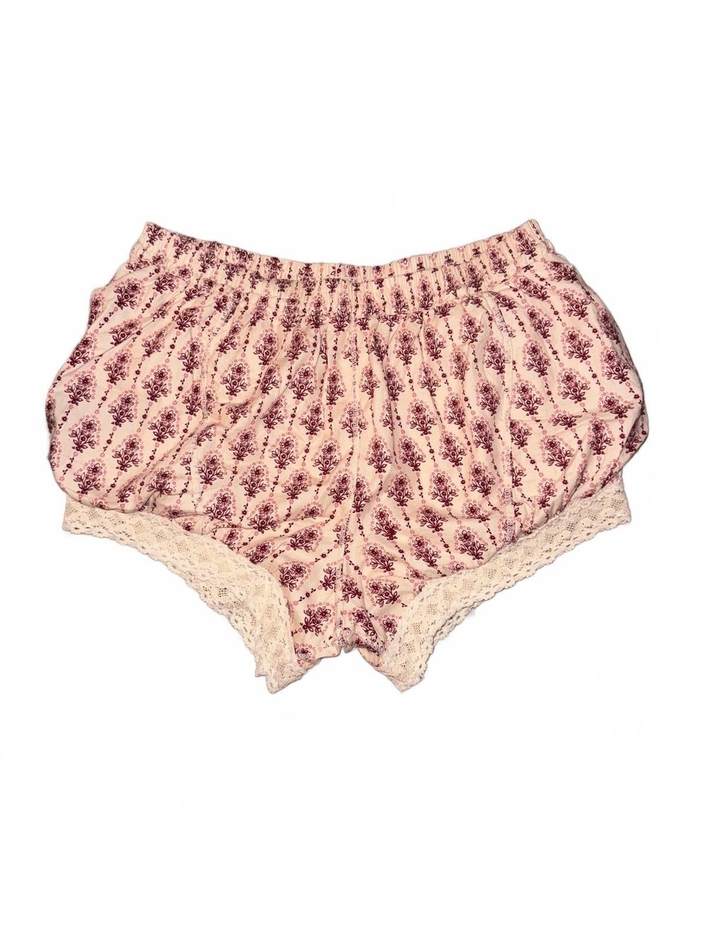 Intimately Free People M Floral Lace Trim Bloomer Lounge Shorts